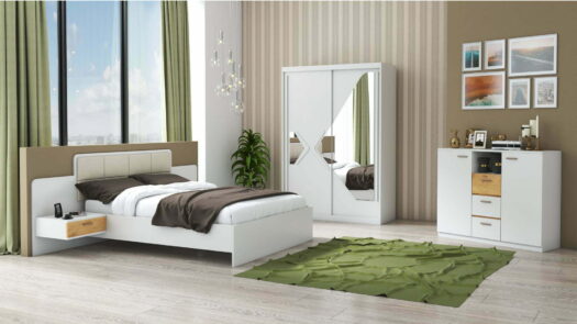 Set mobila dormitor Domino Alb 1 2