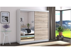 Dressing Beta alb/sonoma 200x200x58 cm cu oglinda