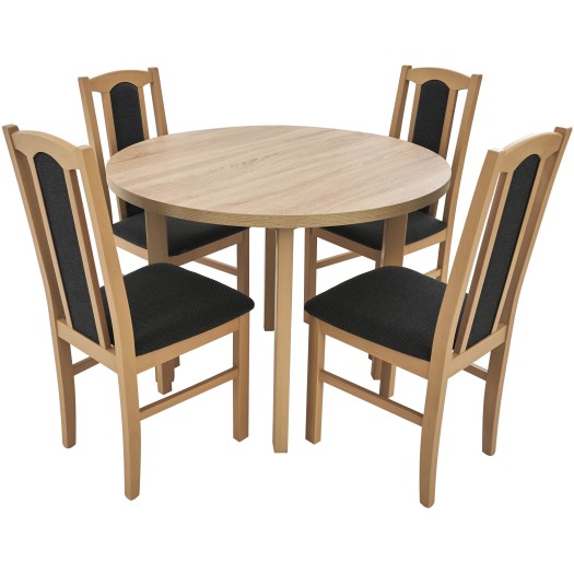 Set masa cu 4 scaune tapitate MB 12 Poli2 si S 37 Boss7 S11 Sonoma lemn masiv de fag si stofa scaled 1