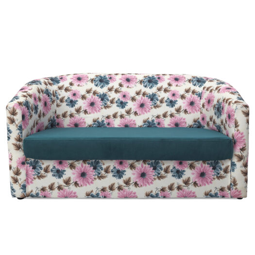 Canapea Tudor Floral, turcoaz, stofa, 130x68x75 cm - imagine 2