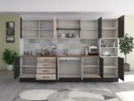 Bucatarie Alfa 320, sonoma/wenge, blat termic nuc, corp pentru cuptor incorporabil - imagine 2