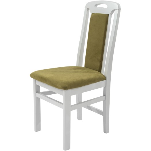 Scaun din lemn masiv de fag tapitat cu stofa ZIM Standard Panam Pistachio, alb, tapiterie verde - imagine 2