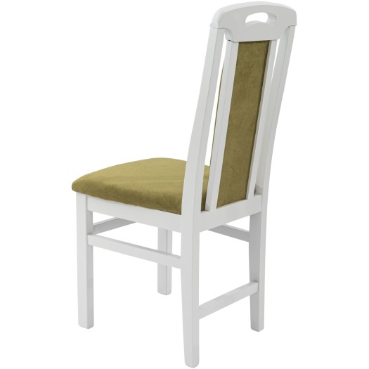 Scaun din lemn masiv de fag tapitat cu stofa ZIM Standard Panam Pistachio, alb, tapiterie verde - imagine 4