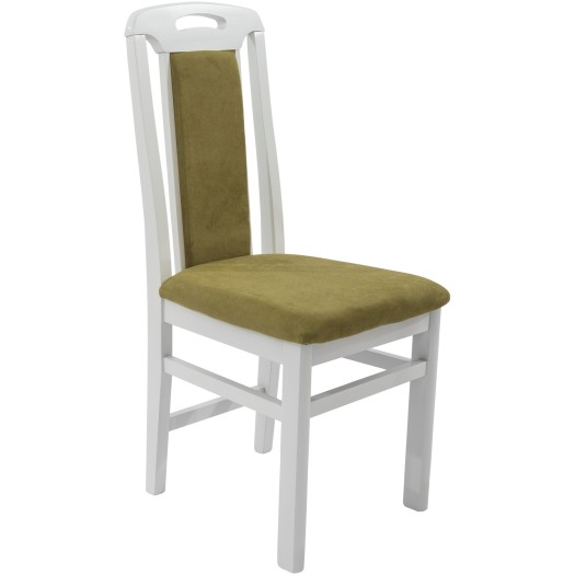 Scaun din lemn masiv de fag tapitat cu stofa ZIM Standard Panam Pistachio, alb, tapiterie verde - imagine 6