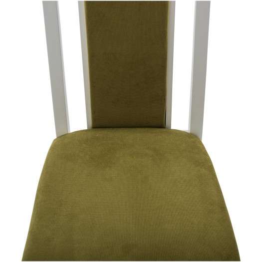 Scaun din lemn masiv de fag tapitat cu stofa ZIM Standard Panam Pistachio, alb, tapiterie verde - imagine 7