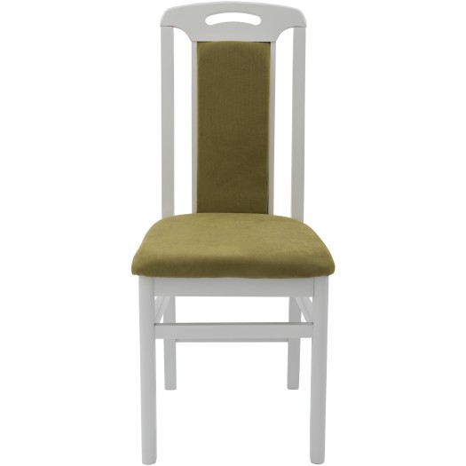 Scaun din lemn masiv de fag tapitat cu stofa ZIM Standard Panam Pistachio, alb, tapiterie verde