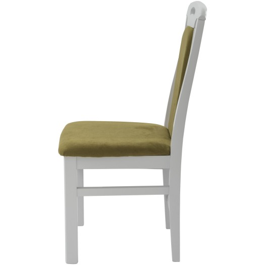 Scaun din lemn masiv de fag tapitat cu stofa ZIM Standard Panam Pistachio, alb, tapiterie verde - imagine 3