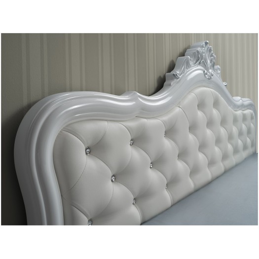 Pat Luisa 160x200 cu 2 noptiere si comoda, PAL alb lucios - imagine 5