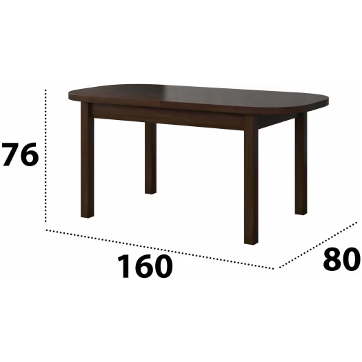 Set masa extensibila 160 x 200 cm cu 6 scaune tapitate, MB-12 Venus 1 si S-37, nuc, lemn masiv de fag, stofa - imagine 5