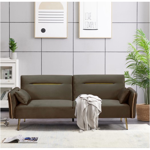Canapea extensibila Andra, material textil, verde oliv, 211x87x81 cm