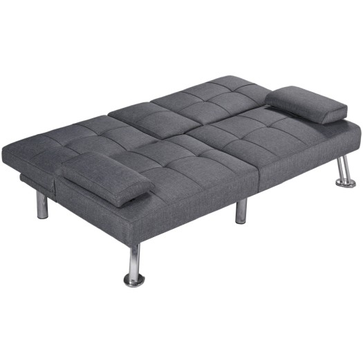Canapea extensibila Petra, material textil, gri, 158x81x73 cm - imagine 2