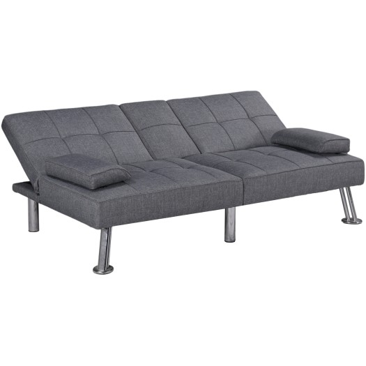 Canapea extensibila Petra, material textil, gri, 158x81x73 cm - imagine 3