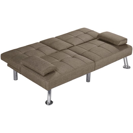 Canapea extensibila Petra, material textil, maro, 158x81x73 cm - imagine 3
