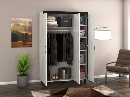 Dressing Omega, Alb murdar, Cu oglinda, 130x202x52 cm, PAL - imagine 5