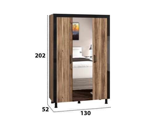 Dressing Omega, Nuc Lyon, Cu oglinda, 130x202x52 cm, PAL - imagine 3