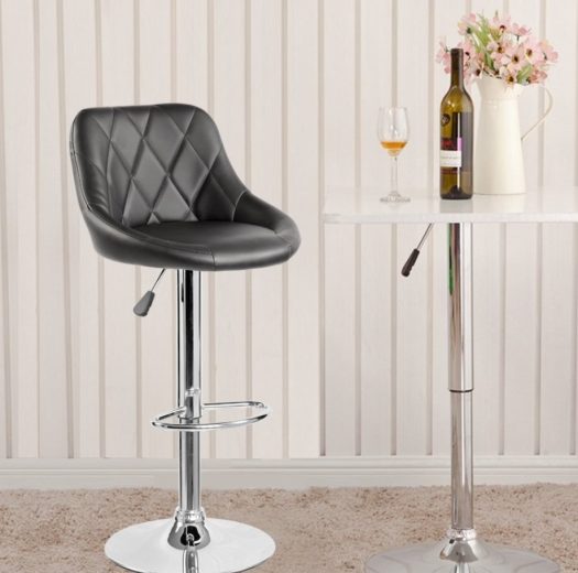 Scaun bar, S-202, Negru, 46x106x47 cm, Piele Ecologica - imagine 5