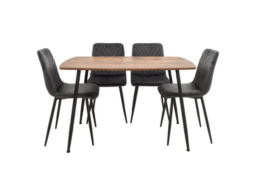Set Masa MB-88, Stejar, 120x75x80 cm, cu 4 Scaune S-206 Gri, 88x43x48 cm - imagine 2