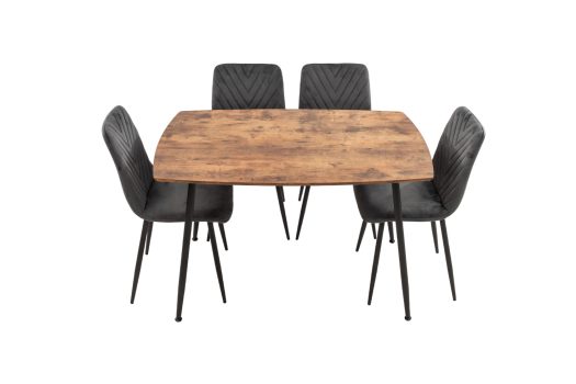Set Masa MB-88, Stejar, 120x75x80 cm, cu 4 Scaune S-206 Gri, 88x43x48 cm