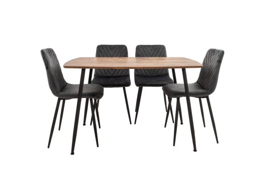 Set Masa MB-88, Stejar, 120x75x80 cm, cu 4 Scaune S-206 Gri, 88x43x48 cm - imagine 3