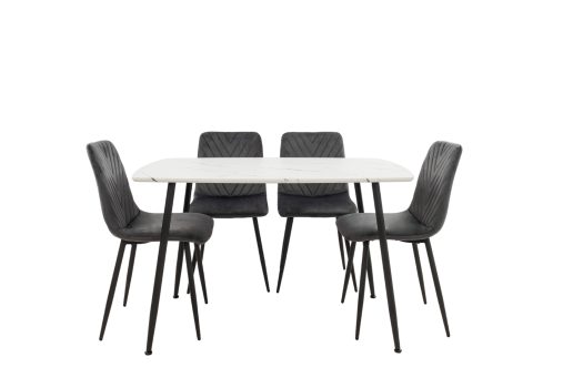 Set Masa MB-88, Alb, 120x75x80 cm, cu 4 Scaune S-206 Gri, 88x43x48 cm - imagine 2