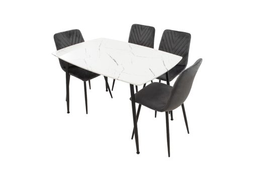 Set Masa MB-88, Alb, 120x75x80 cm, cu 4 Scaune S-206 Gri, 88x43x48 cm - imagine 4