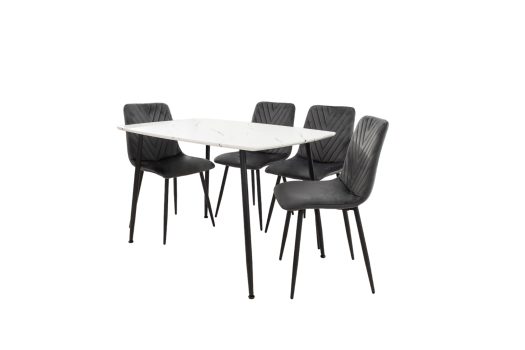 Set Masa MB-88, Alb, 120x75x80 cm, cu 4 Scaune S-206 Gri, 88x43x48 cm - imagine 5