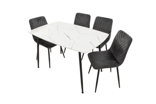 Set Masa MB-88, Alb, 120x75x80 cm, cu 4 Scaune S-206 Gri, 88x43x48 cm - imagine 6