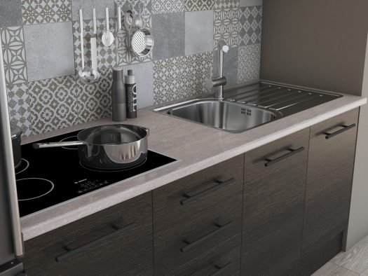 Bucatarie Alfa 180, cu vitrina, wenge, blat termic travertin - imagine 6